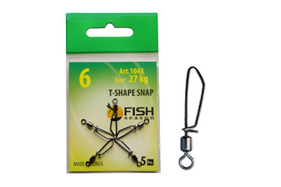 Сезон Рыбалки (Fish Season) Вертлюжки с застёжкой T-Shape Snap 1043